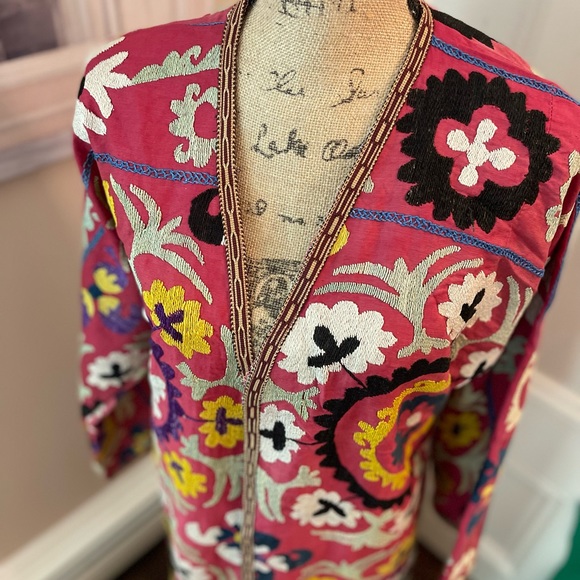 Uzbek chapan Handmade Embroidered Uzbekistan SUZANI Antique Caftan dress Vintag - Picture 7 of 9
